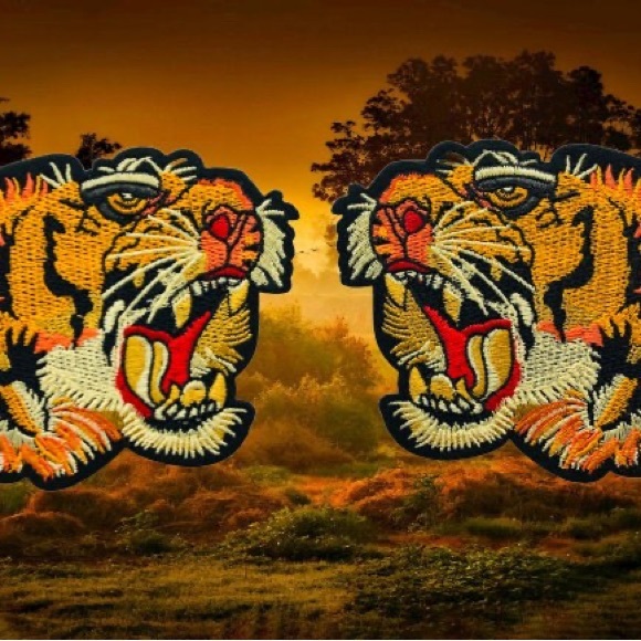 Pair of Tiger iron on patch tiger patch tiger applique - Picture 2 of 4